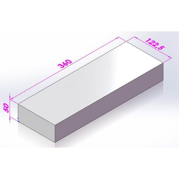 Bundsten for 375, Ildfast Beton 360 x 122,5 x 50 LxBxT