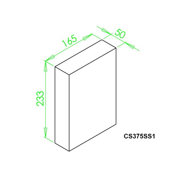 Sidesten for 375 + 575 + 775, Ildfast Beton 233 x 165 x 50 HxBxT