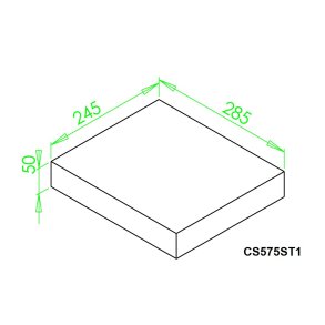 Topsten for 575, Ildfast Beton 285 x 245 x 50 LxBxT