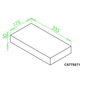 Topsten for 775, Ildfast Beton 335 x 175 x 50 LxBxT