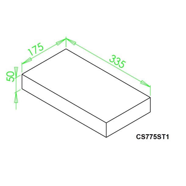 Topsten for 775, Ildfast Beton 335 x 175 x 50 LxBxT
