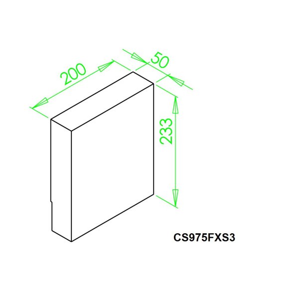 Sidesten for 775 + 975 + 1275, Ildfast Beton 233 x 200 x 50 HxBxT