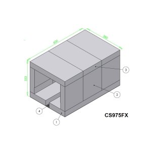Betonsten komplet for 975, 1275 og 80Kw, Med flade topsten