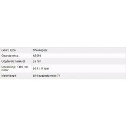 Gear NMRV50  80:1 FL 71B14, For alle 12-125kw askeudtag