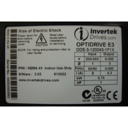 Frekvenzomforme Optidrive E3 0,75kw IP66, 125kW -> 360XL