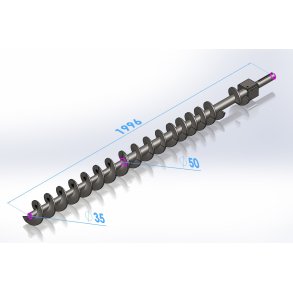Snegl for 2 m� silo komplet, Standard l�ngde, uden ekstra sneglkanal