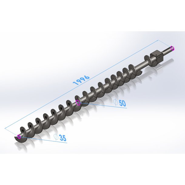 Snegl for 2 m� silo komplet, Standard l�ngde, uden ekstra sneglkanal