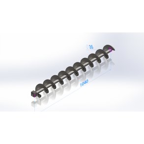 Snegl for XL kedler �130 x 1035, for 4-kant kobling, 45 x 45mm