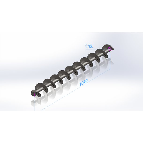 Snegl for XL kedler �130 x 1035, for 4-kant kobling, 45 x 45mm