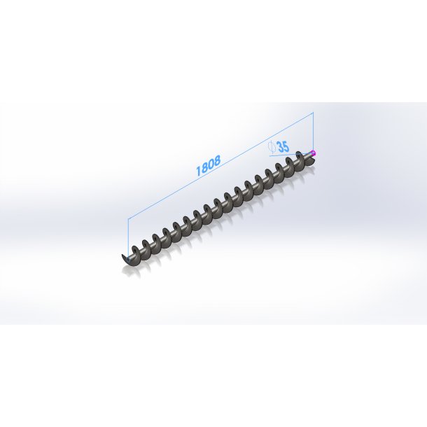 Snegl i kanal for flissilo,  L = 1808mm, For silo med 1m forl�ngerr�r