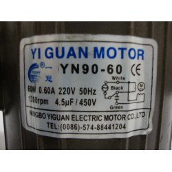 Mini gearmotor YN90-60W 180:1, 8,3 Rpm Aksel �12